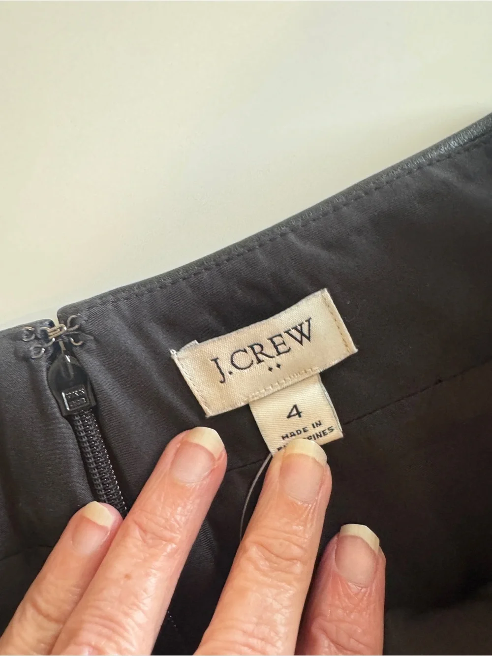 J Crew Black Faux Leather A-Line Skirt